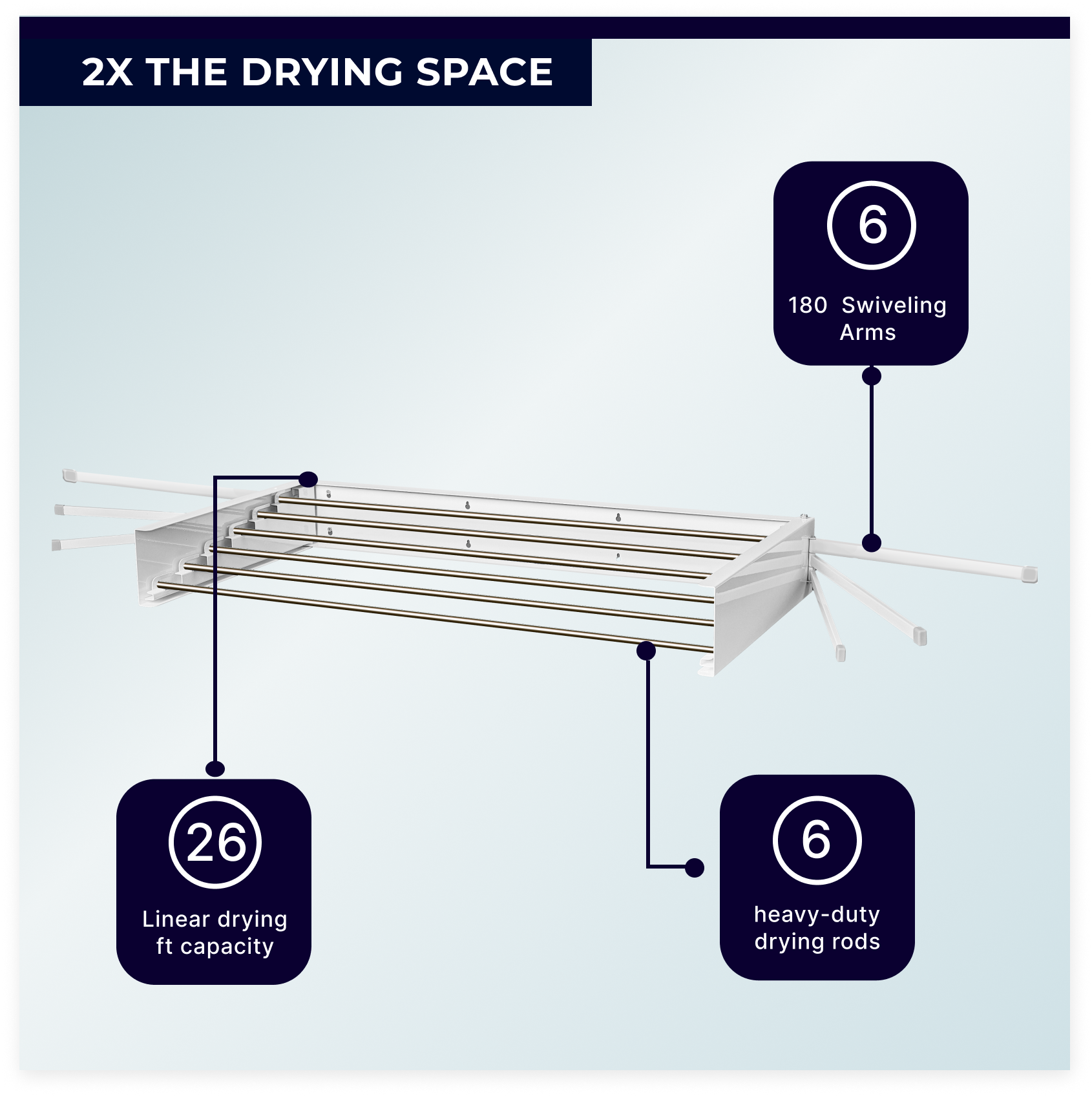 MODERN-X Hidden Laundry Drying Rack with Fold-out Arms 35"/ 90cm