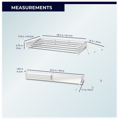 MODERN-X Hidden Laundry Drying Rack with Fold-out Arms 35"/ 90cm
